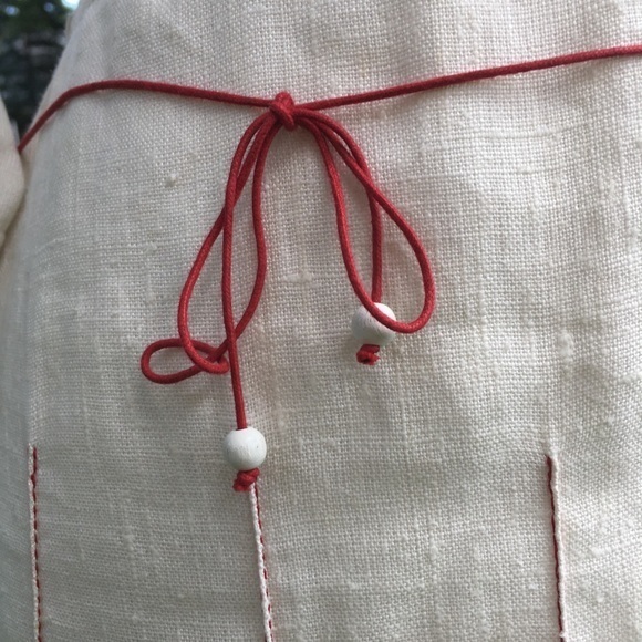 ZARA linen cream skirt with red piping - Picture 3 of 8